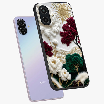 Radiant Bloom Elegance Glass Case displayed in angled mockup highlighting graceful floral design with radiant aesthetic style.