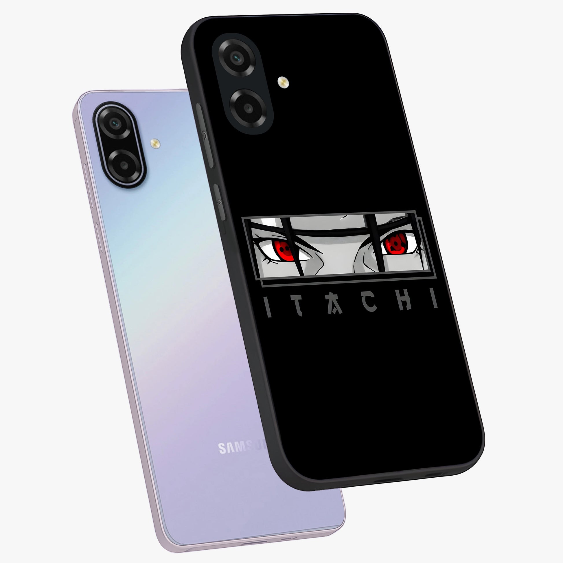 Scarlet Gaze Dominance Glass Case displayed in angled mockup highlighting intense visual design with bold scarlet aesthetic.