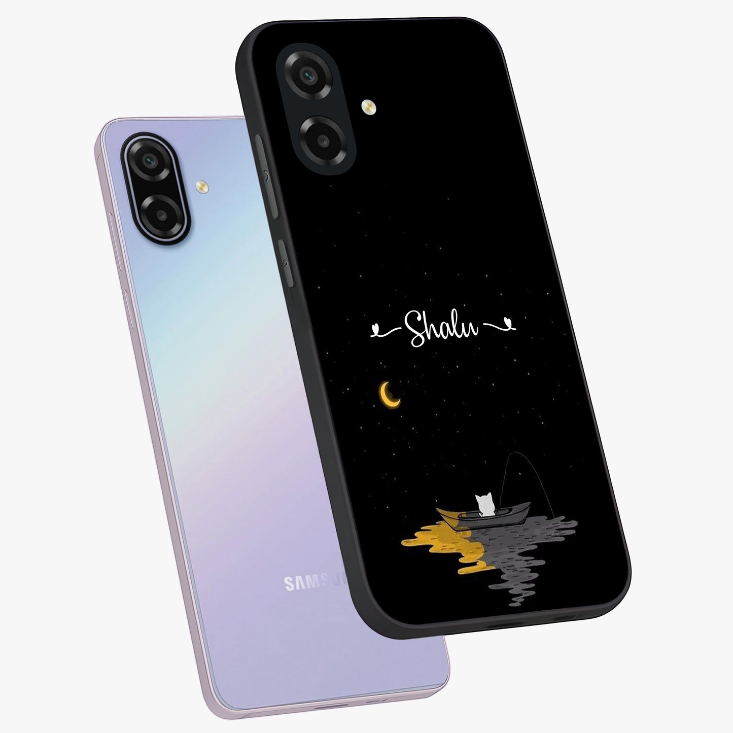 Silent Night Row Glass Case displayed in angled mockup highlighting peaceful evening design with dreamy night aesthetic.