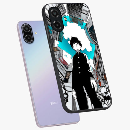 Silent Psychic Awakening Glass Case displayed in angled mockup highlighting spiritual awakening design with cosmic aesthetic.