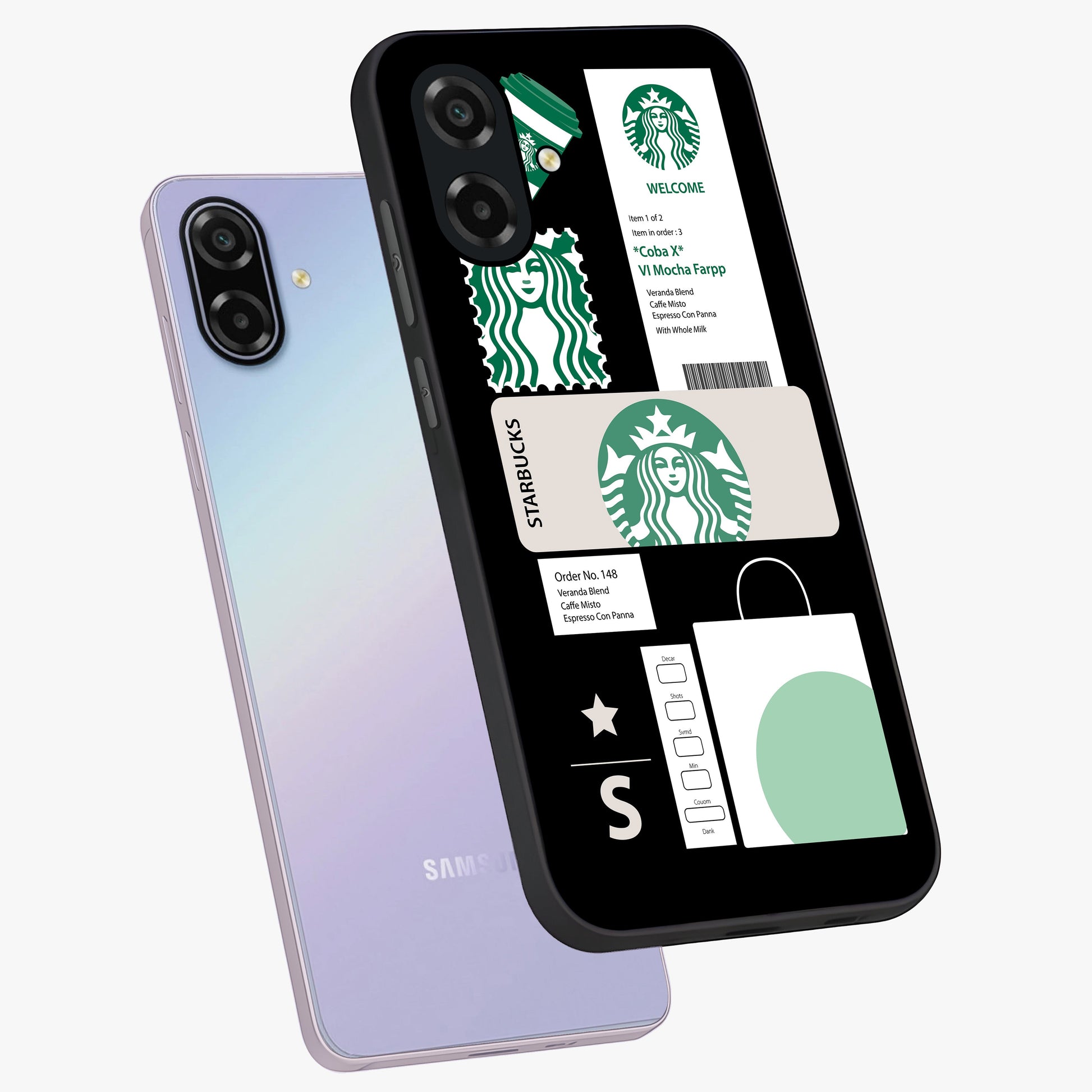 Starbucks Mocha Glass Case displayed in angled mockup highlighting stylish mocha themed design with cozy café aesthetic.
