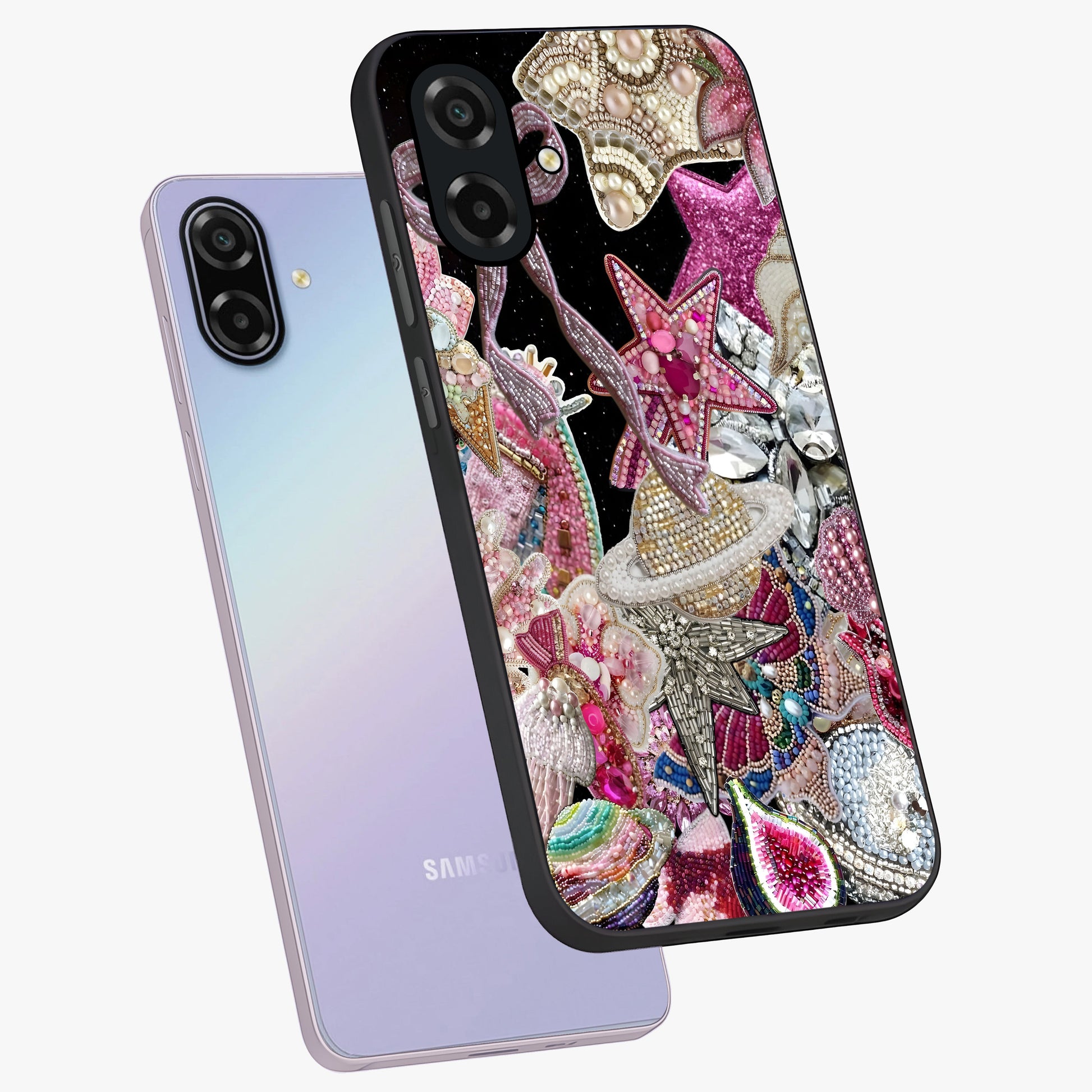 Starlit Jewel Dream Glass Case displayed in angled mockup highlighting glowing celestial jewel design with dreamy aesthetic.