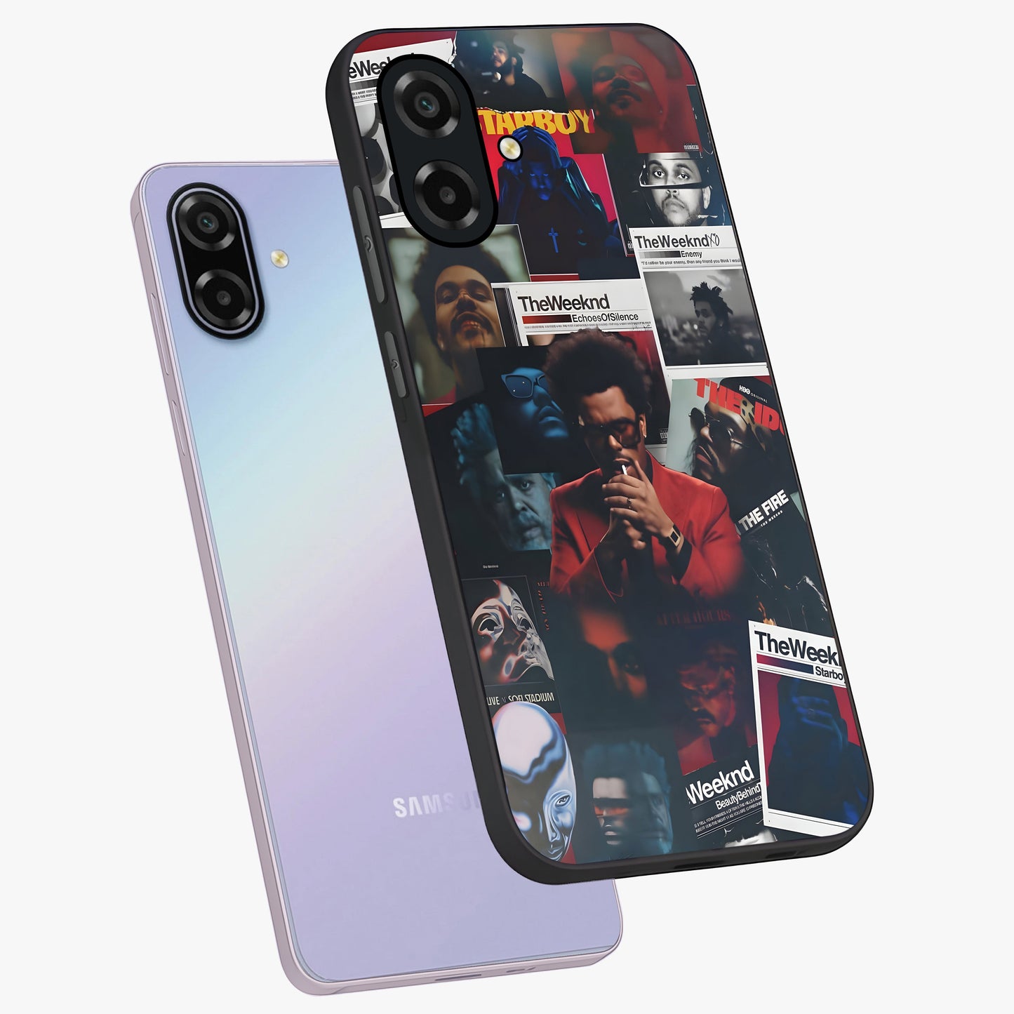 The Weeknd Glass Case displayed in angled mockup highlighting stylish pop culture inspired design with modern aesthetic.