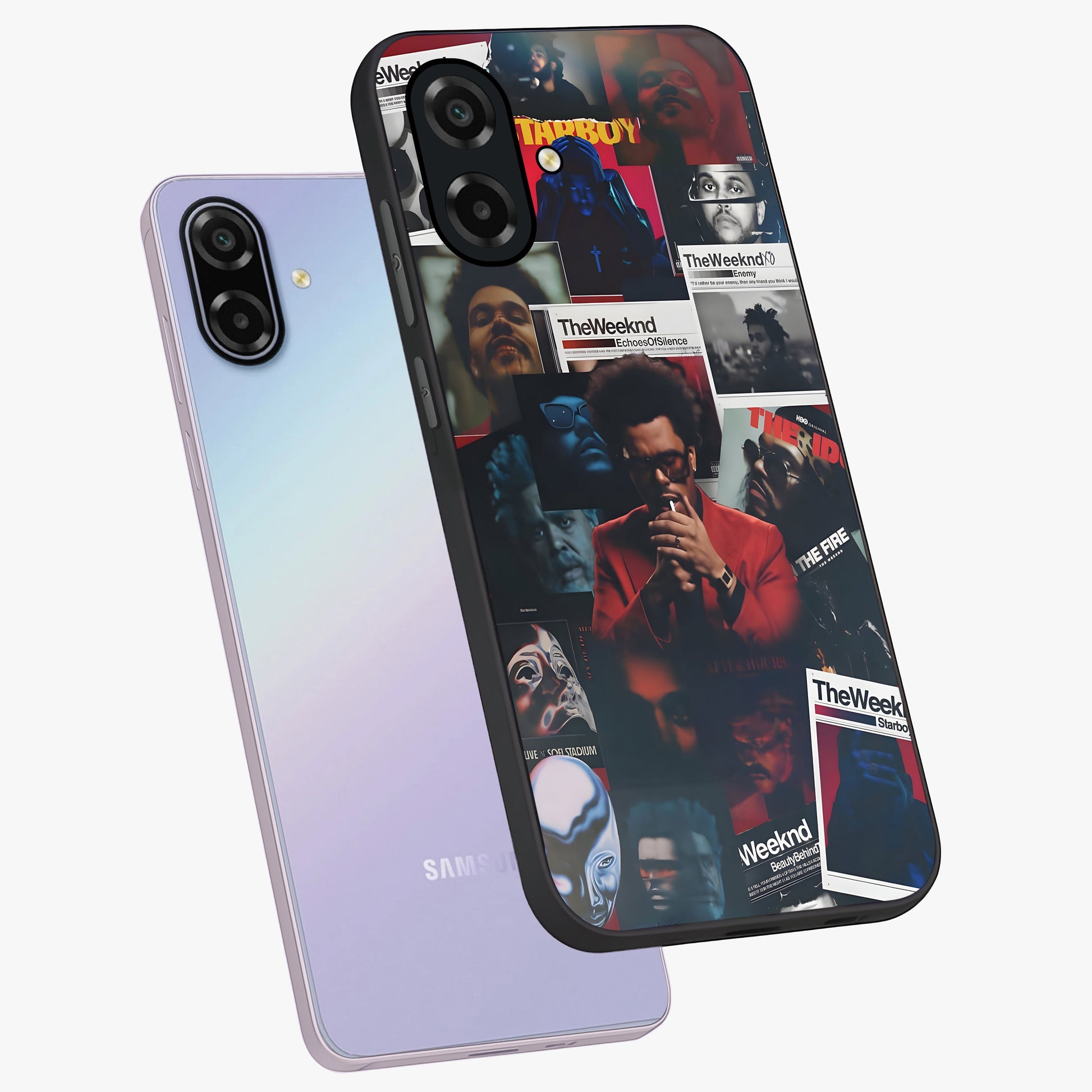The Weeknd Glass Case displayed in angled mockup highlighting stylish pop culture inspired design with modern aesthetic.