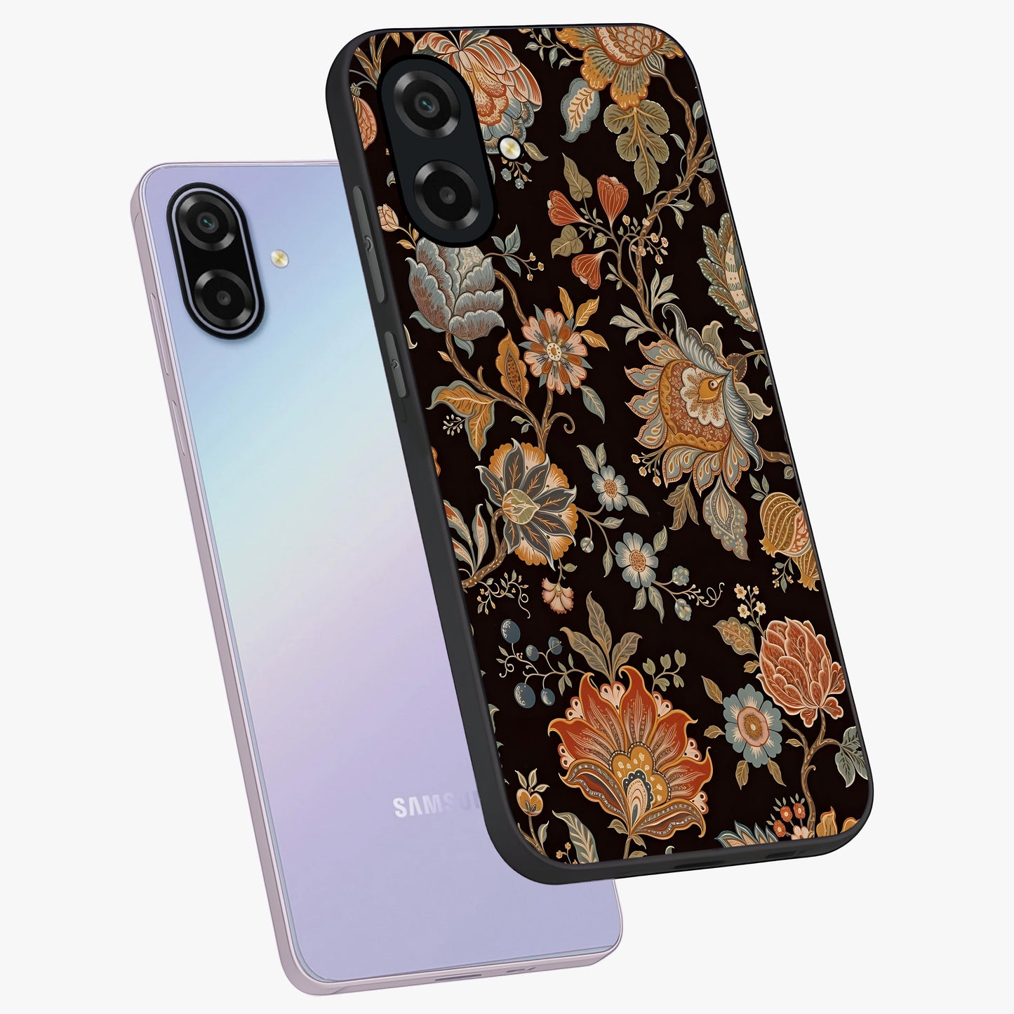 Vintage Floral Dream Glass Case displayed in angled mockup highlighting elegant vintage flower design with soft aesthetic style.