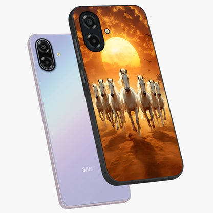 Wild Sunset Majesty Glass Case displayed in angled mockup highlighting vibrant sunset sky design with scenic aesthetic.