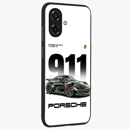 911 Turbo Dominance Glass Case upright perspective showcasing powerful racing design and modern automotive aesthetic.