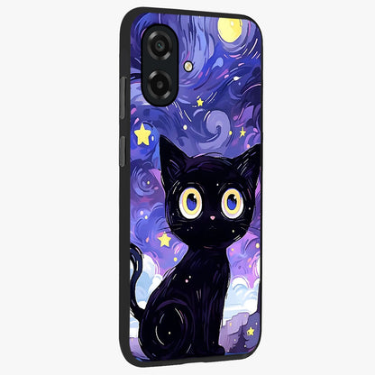 Abstract Cat Art Glass Case upright view showcasing creative feline illustration and aesthetic artistic style.