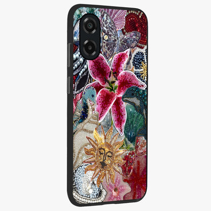 Beaded Garden Fantasy Glass Case upright view showcasing whimsical garden aesthetic with artistic bead details.