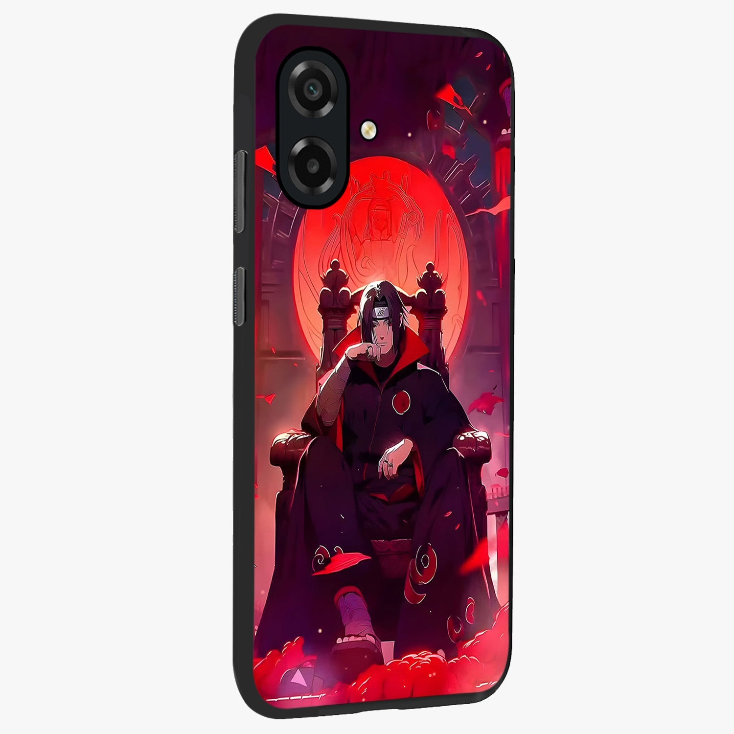 Blood Moon Sovereign Glass Case upright view showcasing powerful moon inspired artwork with cosmic aesthetic style.
