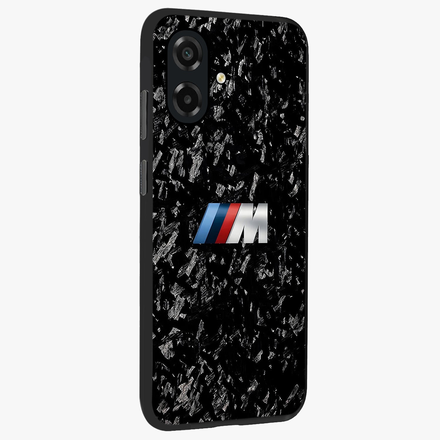Carbon Speed Mark Glass Case upright view showcasing modern carbon speed graphic with bold automotive theme.