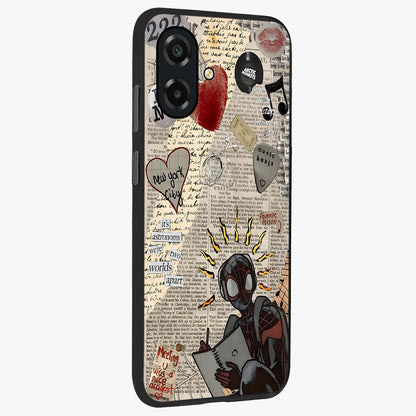 City Dream Sketch Glass Case upright view showcasing urban skyline artwork with stylish hand drawn design.