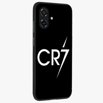 Cr7 Elite Strike Glass Case upright view showcasing energetic football inspired design with modern sports aesthetic.
