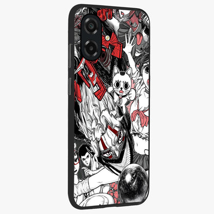 Crimson Chaos Panel Glass Case upright view showcasing intense crimson artwork with dramatic aesthetic style.