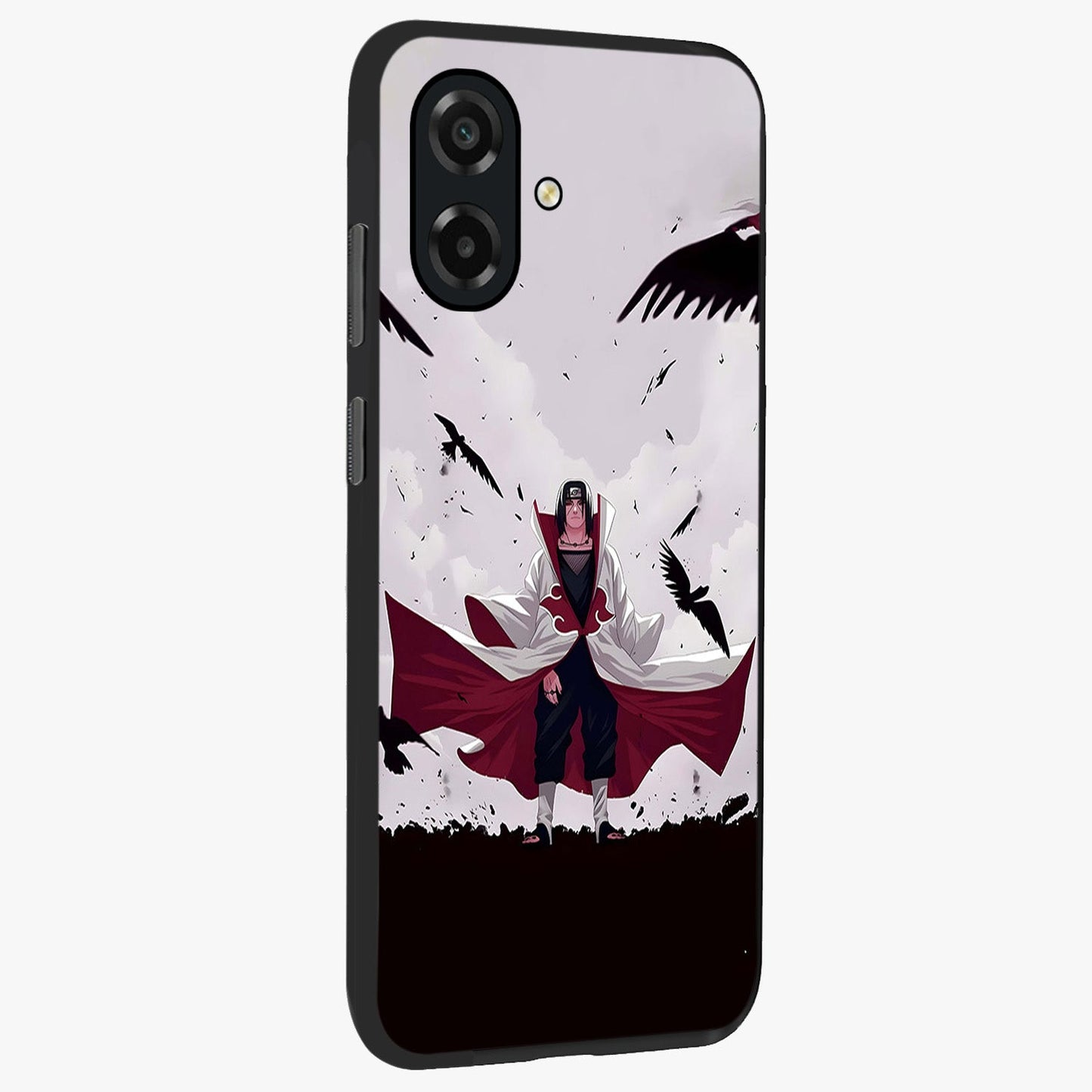 Crimson Crow Ascension Glass Case upright view showcasing dramatic crow artwork with bold gothic theme.