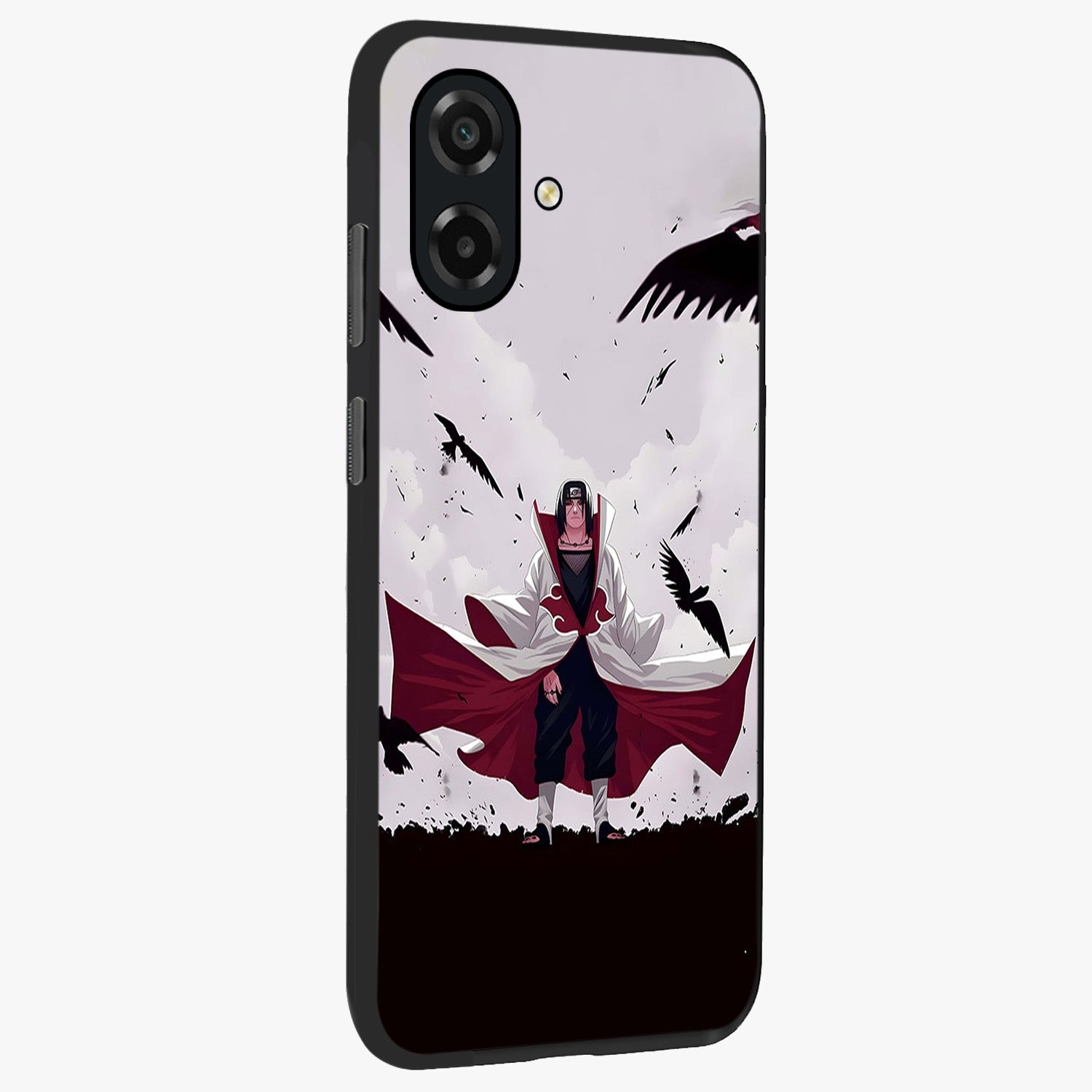 Crimson Crow Ascension Glass Case upright view showcasing dramatic crow artwork with bold gothic theme.