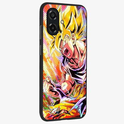 Firing Goku Glass Case upright view showcasing energetic anime artwork with bold warrior theme.