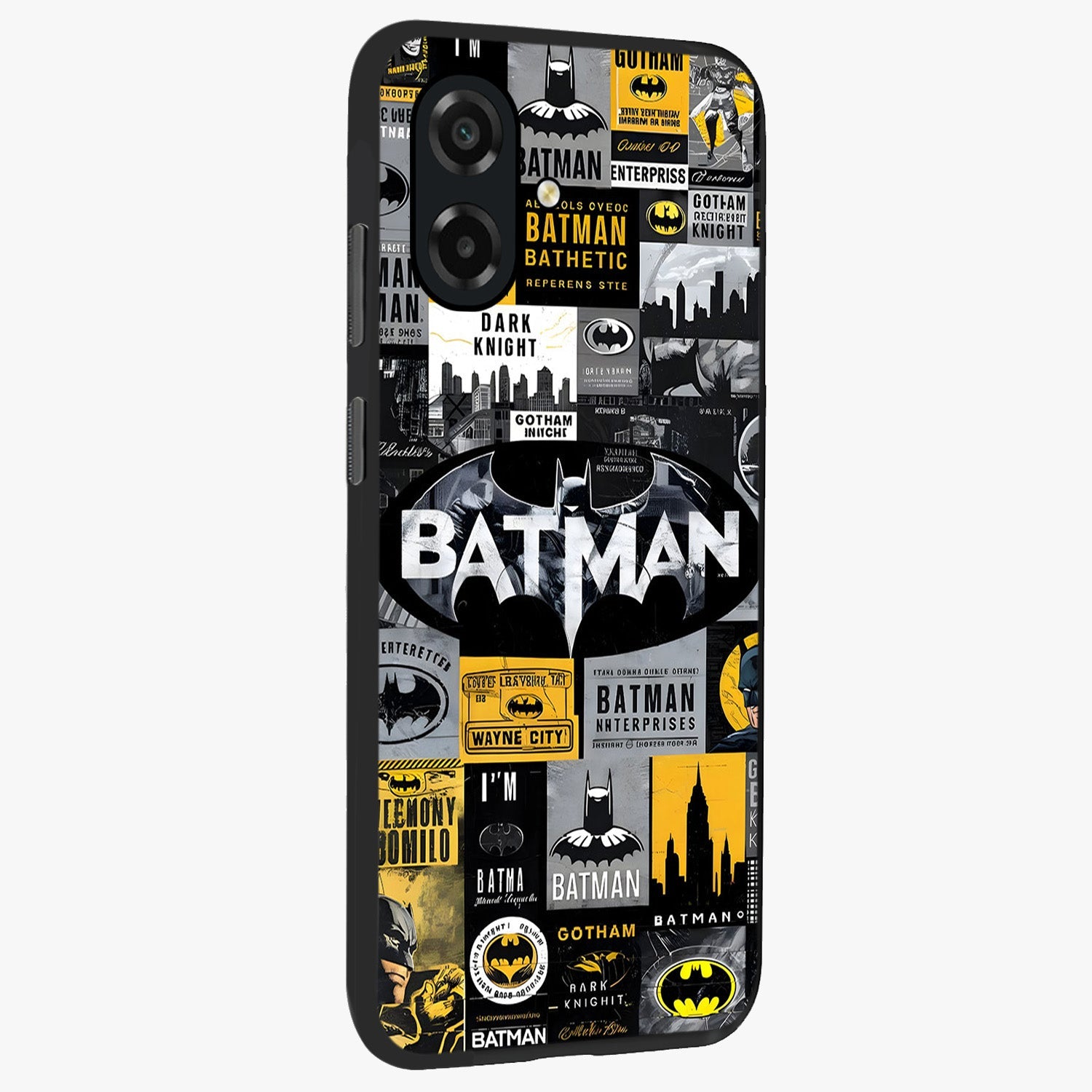 Knight Gotham Rise Glass Case upright view showcasing bold vigilante themed artwork with gothic city vibe.