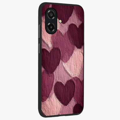 Layered Paper Hearts Glass Case upright view showcasing decorative layered heart artwork with sweet love theme.