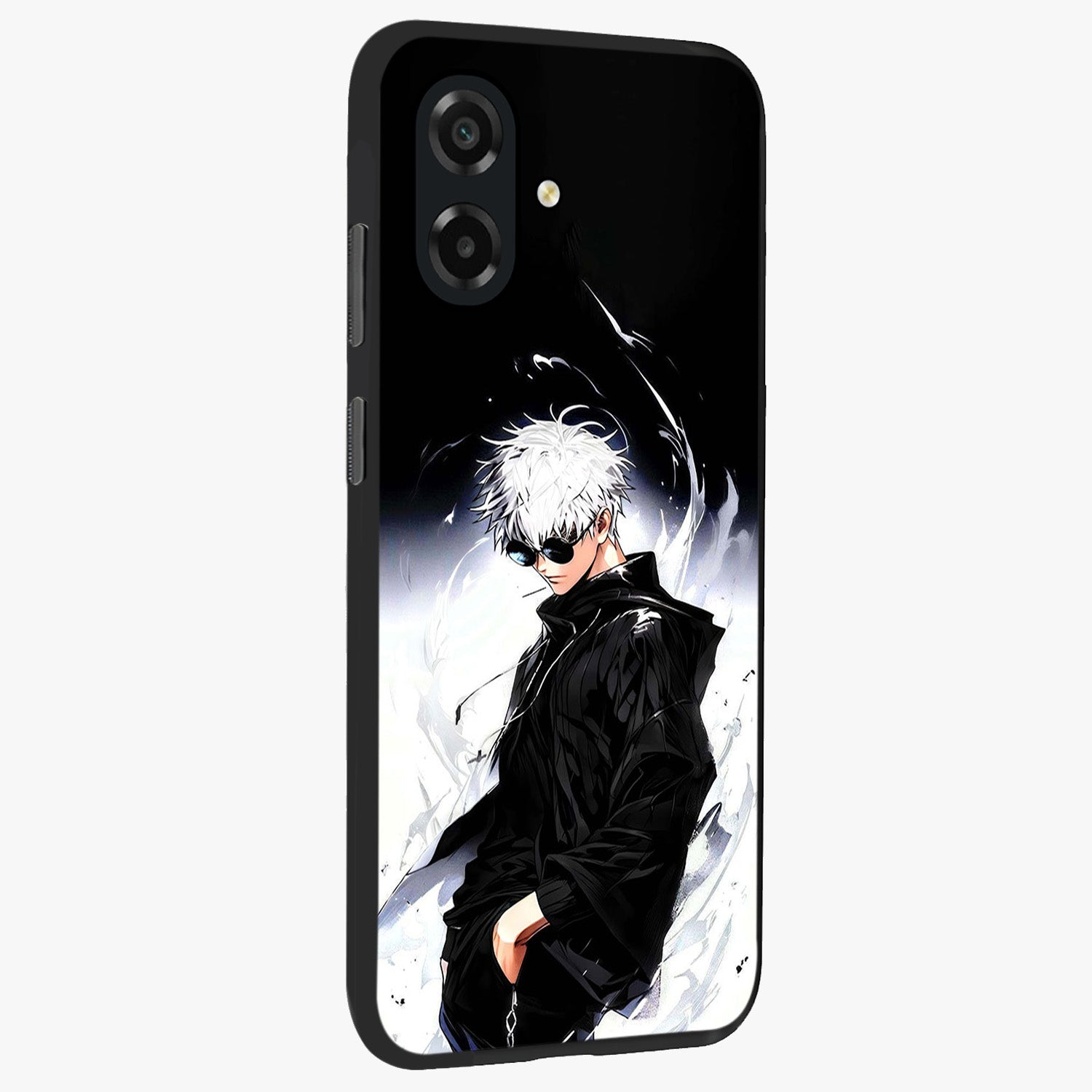 Limitless Shadow King Glass Case upright view showcasing bold shadow warrior artwork with epic fantasy theme.
