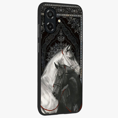 Majestic Ride Legacy Glass Case upright view showcasing dynamic ride inspired artwork with modern automotive theme.