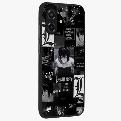 Midnight Chaos Mind Glass Case upright view showcasing expressive abstract artwork with bold dark theme.