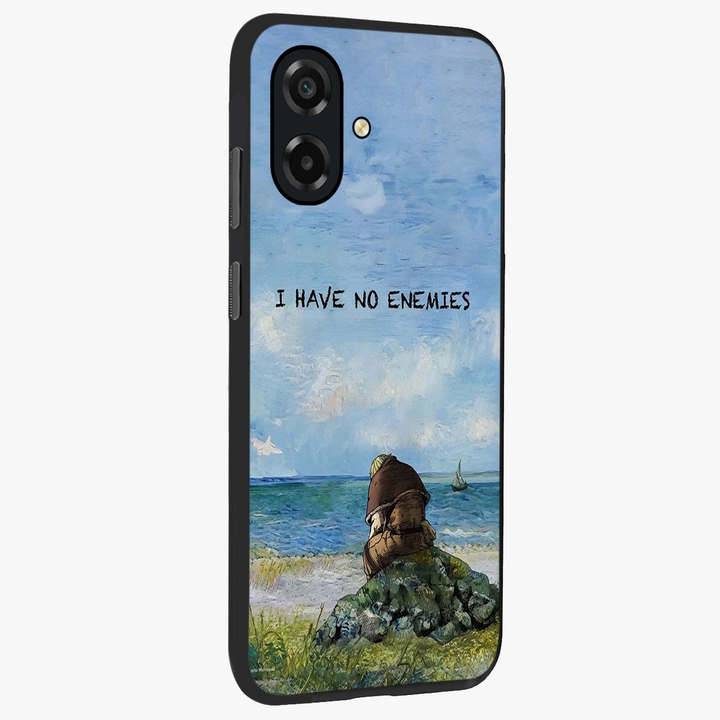Peace Beyond War Glass Case upright view showcasing powerful peace symbol artwork with inspirational theme.