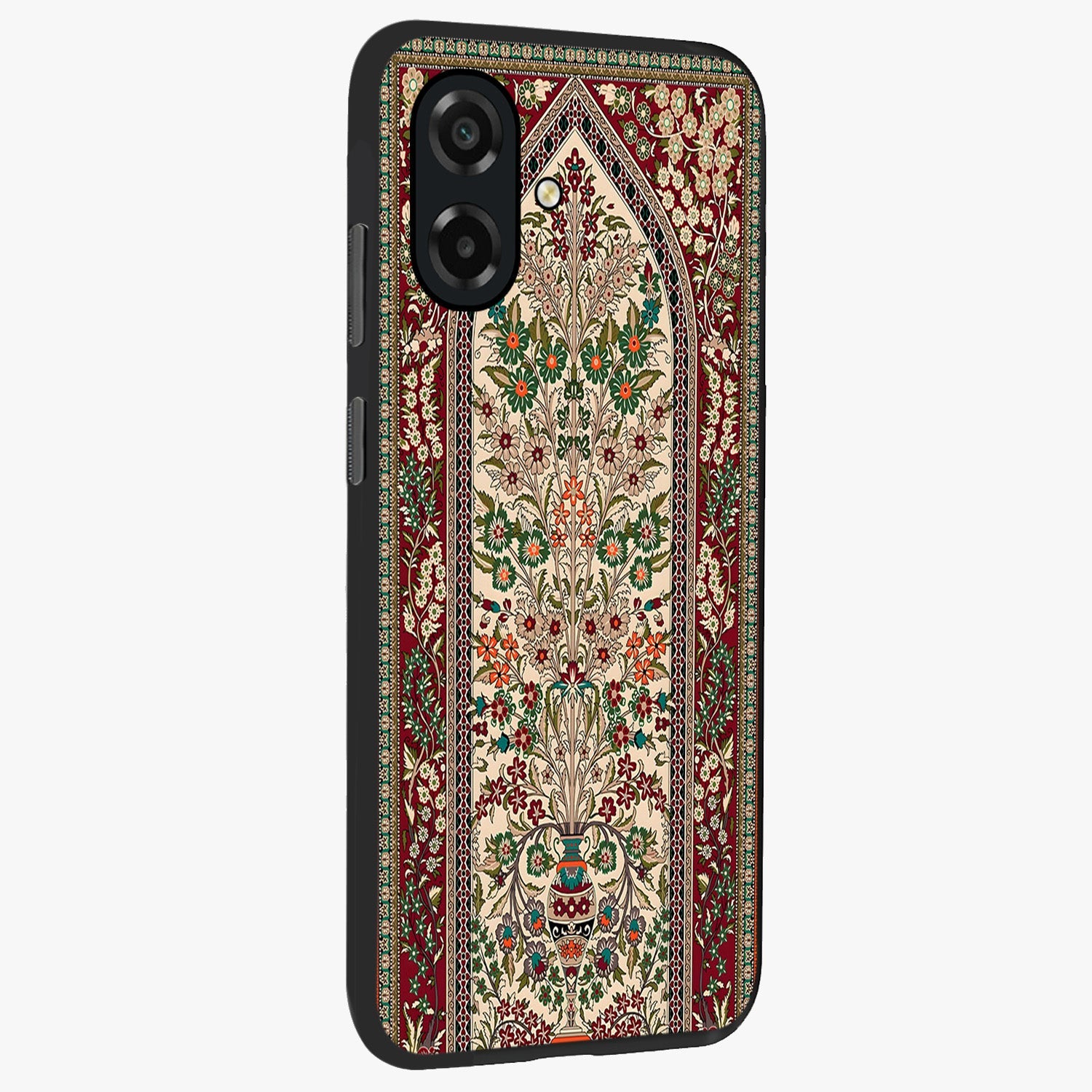 Persian Inspired Glass Case upright view showcasing decorative Persian artwork with rich heritage theme.