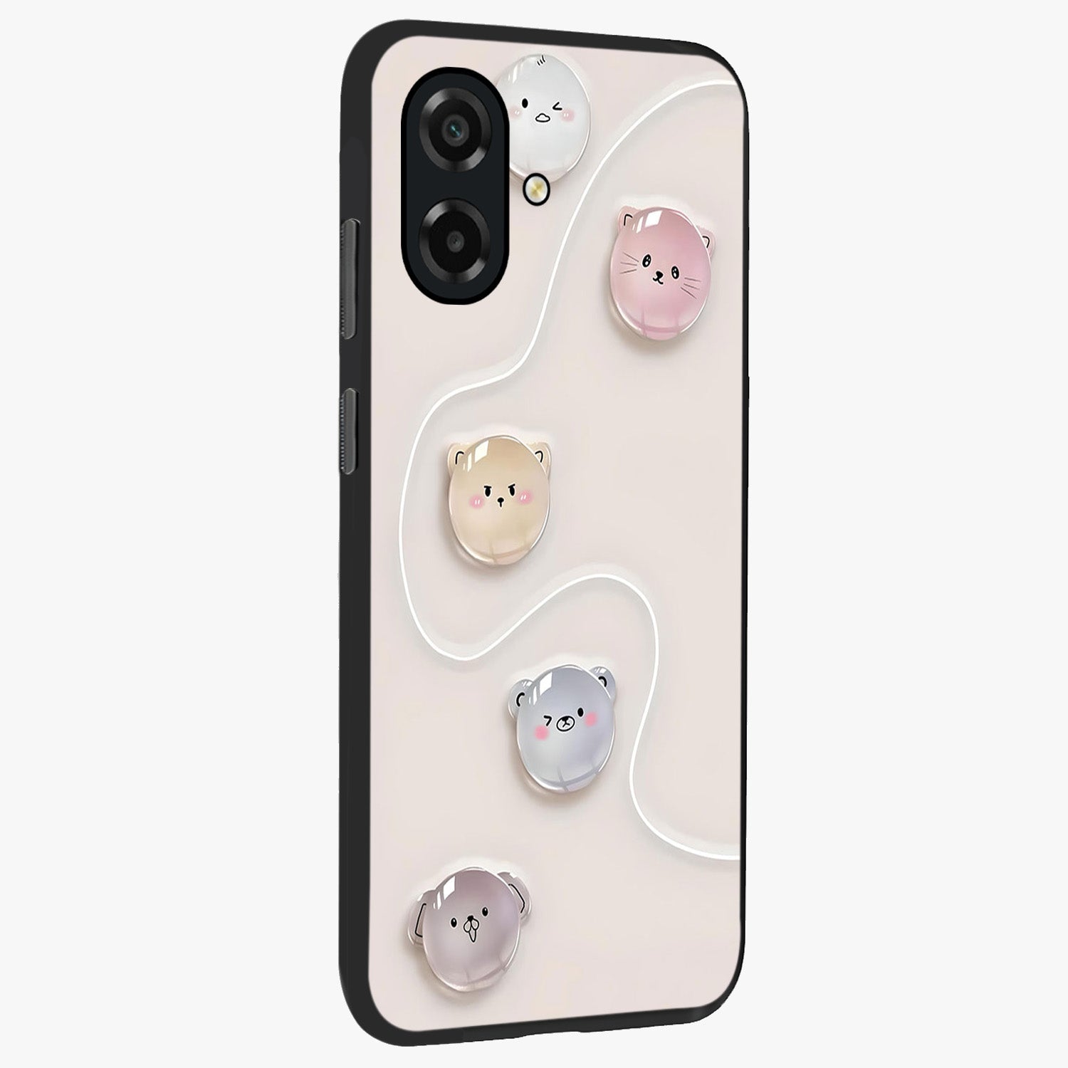 Puffy Face Parade Glass Case upright view showcasing adorable character artwork with cheerful animated theme.