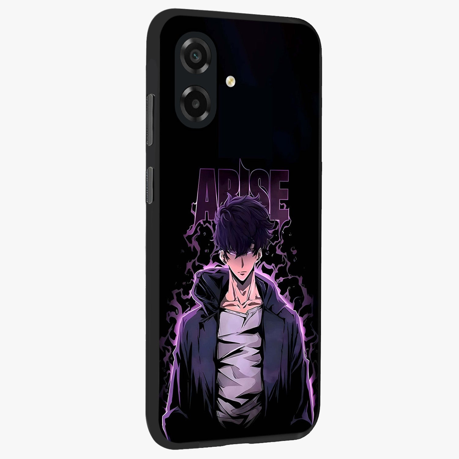 Shadow Monarch Awakening Glass Case upright view showcasing bold monarch artwork with mystical awakening theme.