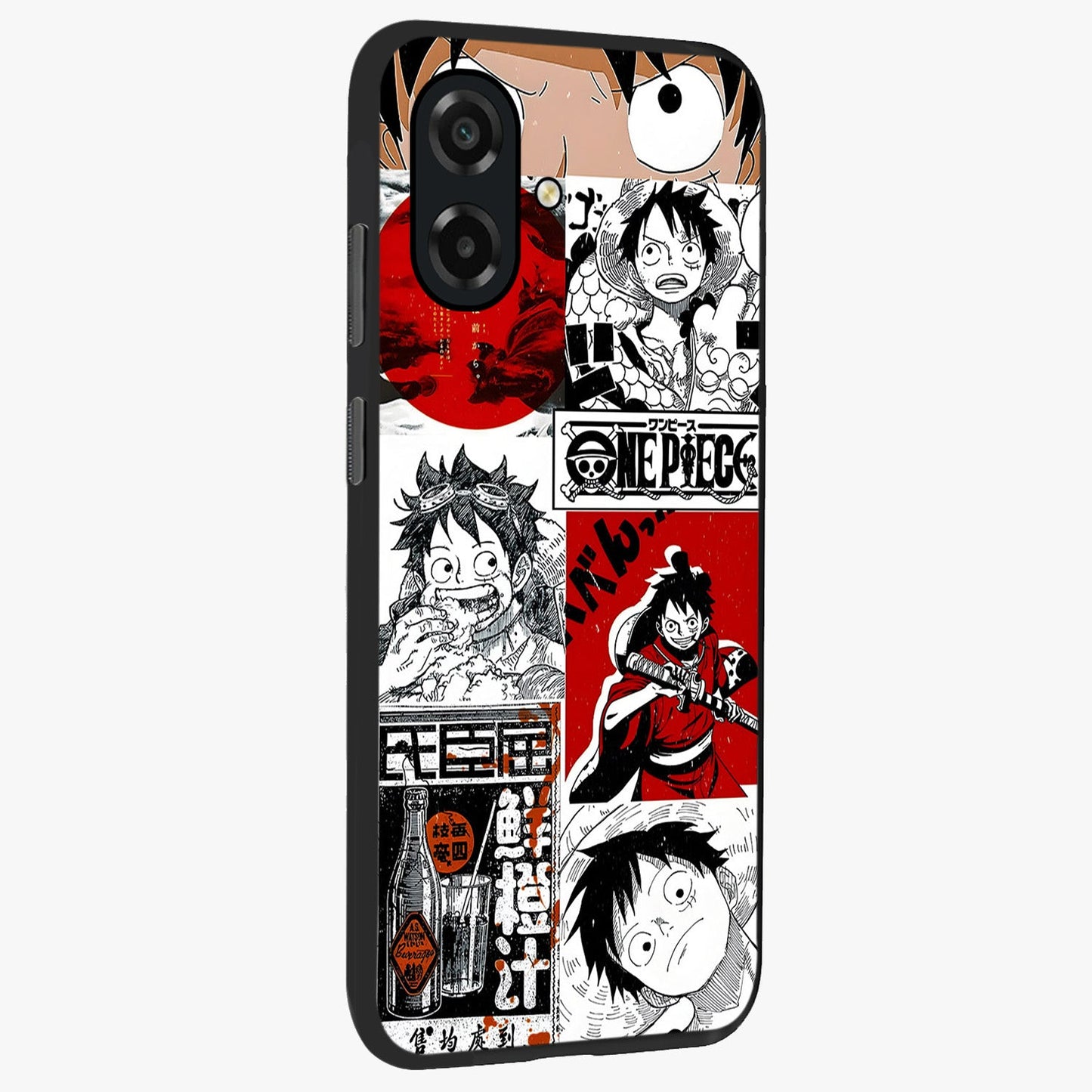 Strawhat Chaos Panels Glass Case upright view showcasing energetic anime artwork with bold adventure theme.