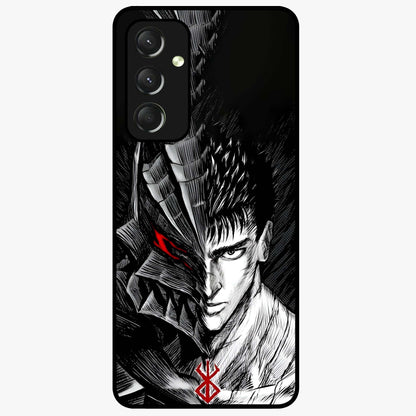 Berserker Blood Oath Glass Case showing flat back view with fierce warrior inspired artwork and glossy glass finish.