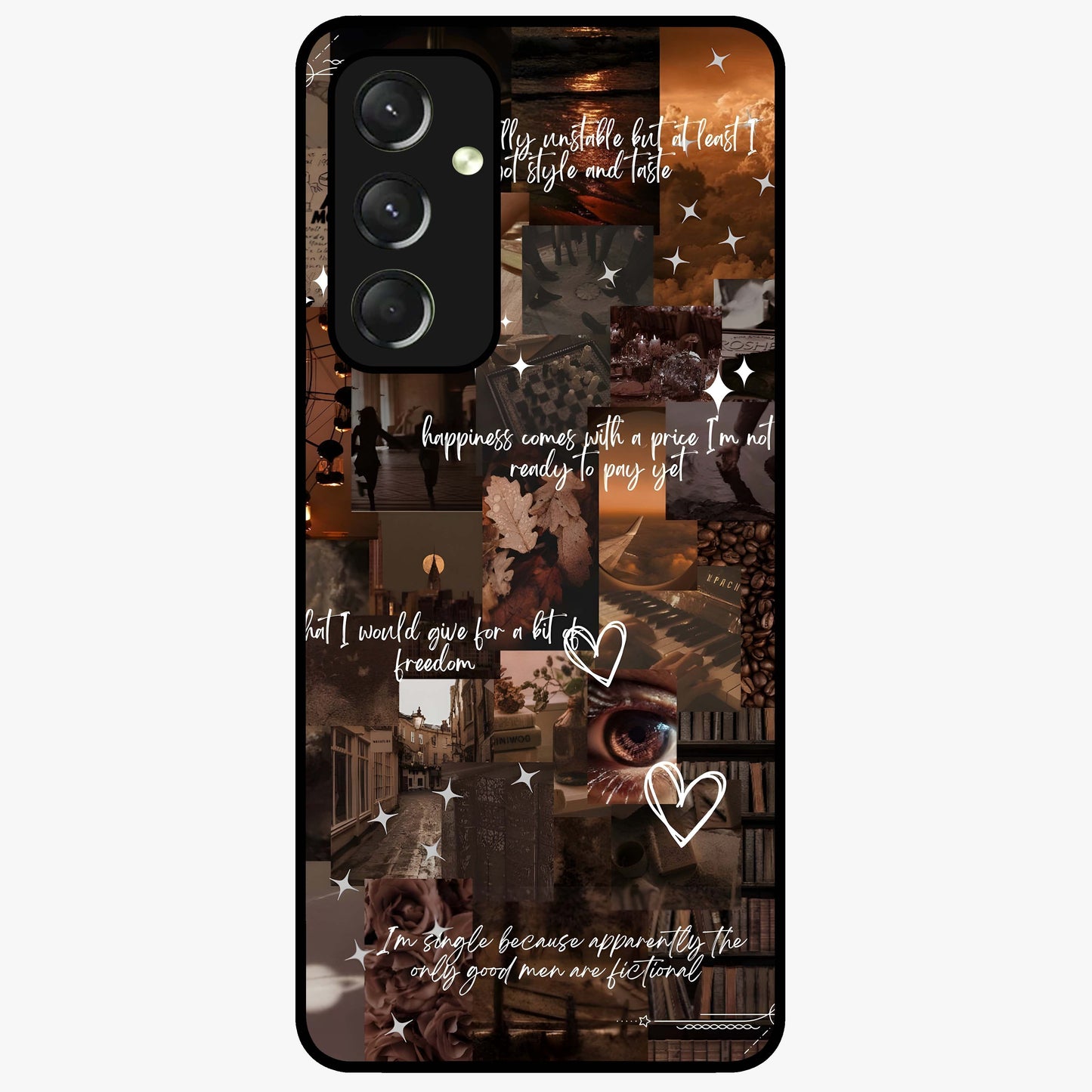 Bittersweet Aesthetic Chaos Glass Case showing flat back view with artistic chaotic aesthetic design and glossy glass finish.