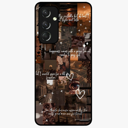 Bittersweet Aesthetic Chaos Glass Case showing flat back view with artistic chaotic aesthetic design and glossy glass finish.