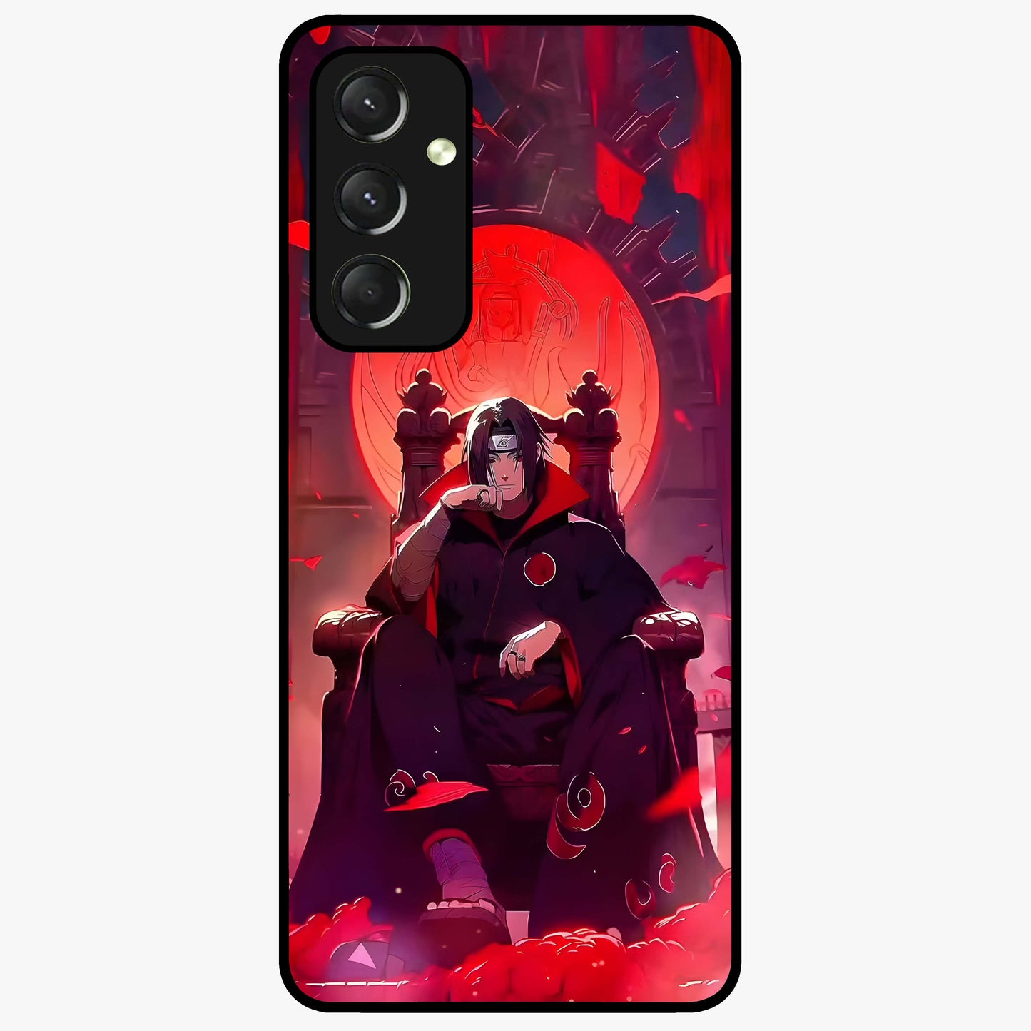 Blood Moon Sovereign Glass Case showing flat back view with mystical blood moon artwork and glossy glass finish.