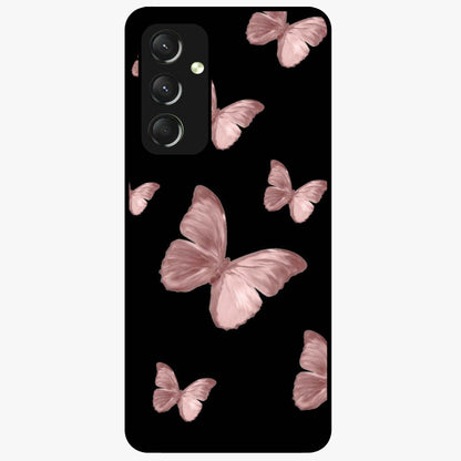 Butterfly Pattern Glass Case showing flat back view with elegant butterfly pattern artwork and glossy glass finish.