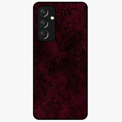 Crimson Fade Flow Glass Case showing flat back view with flowing crimson gradient artwork and glossy glass finish.