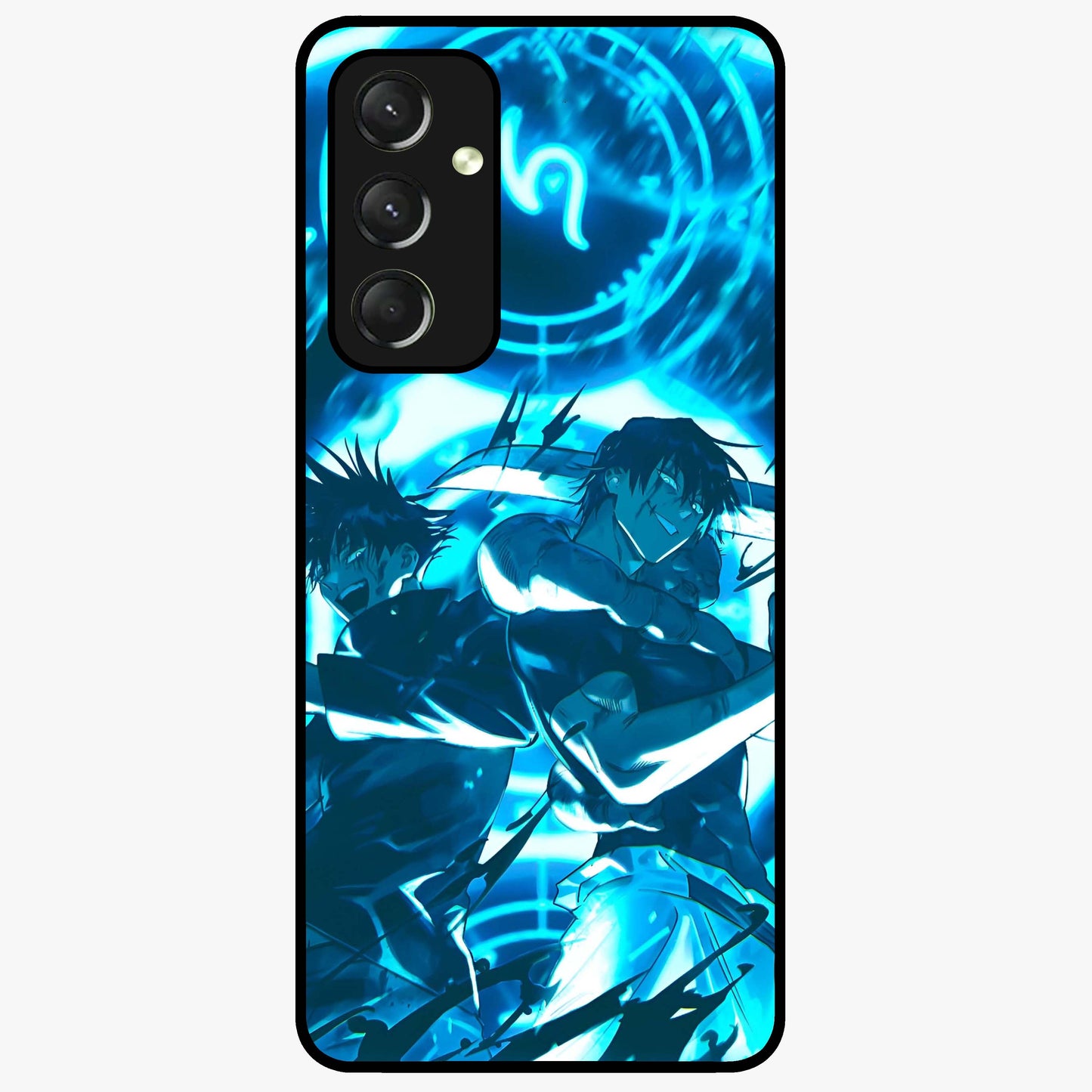 Cursed Energy Clash Glass Case showing flat back view with intense cursed energy artwork and glossy glass finish.