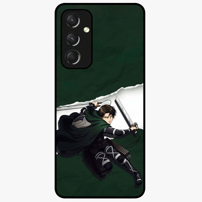 Emerald War Vanguard Glass Case showing flat back view with powerful warrior themed artwork and glossy glass finish.