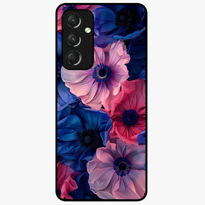 Flower Paper Art Pattern Glass Case showing flat back view with paper cut style floral artwork and glossy glass finish.