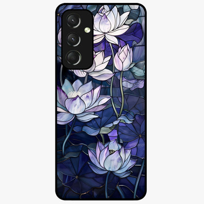 Gloss Petal Rush Glass Case showing flat back view with glossy flower petal artwork and smooth glass finish.