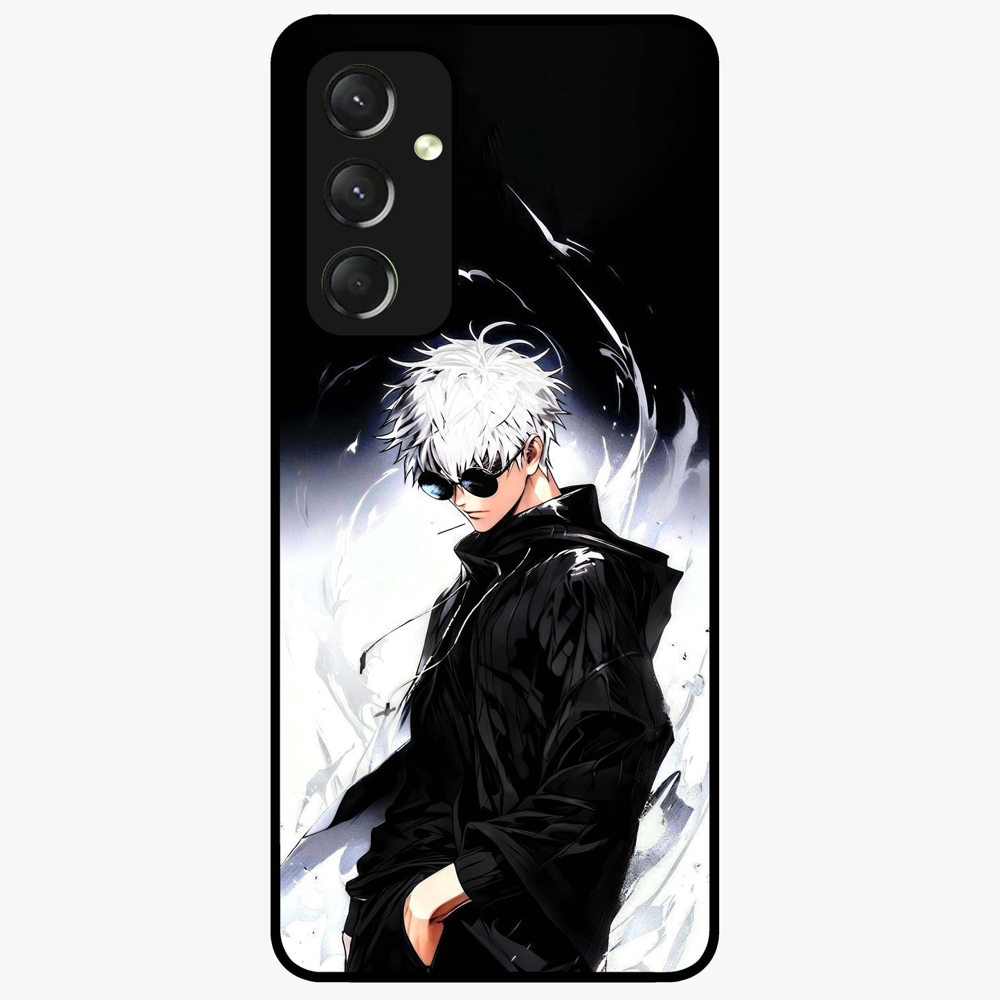 Limitless Shadow King Glass Case showing flat back view with powerful shadow warrior artwork and glossy glass finish.