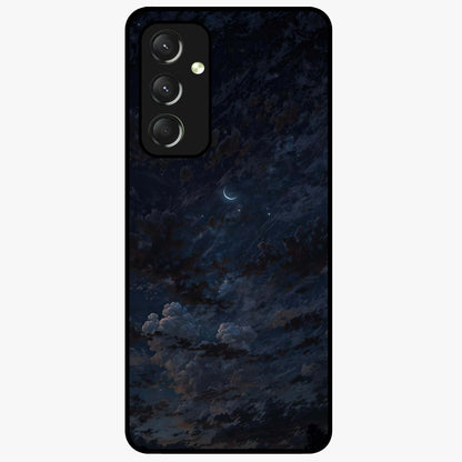 Lunar Veil Silence Glass Case showing flat back view with mystical moon veil artwork and glossy glass finish.