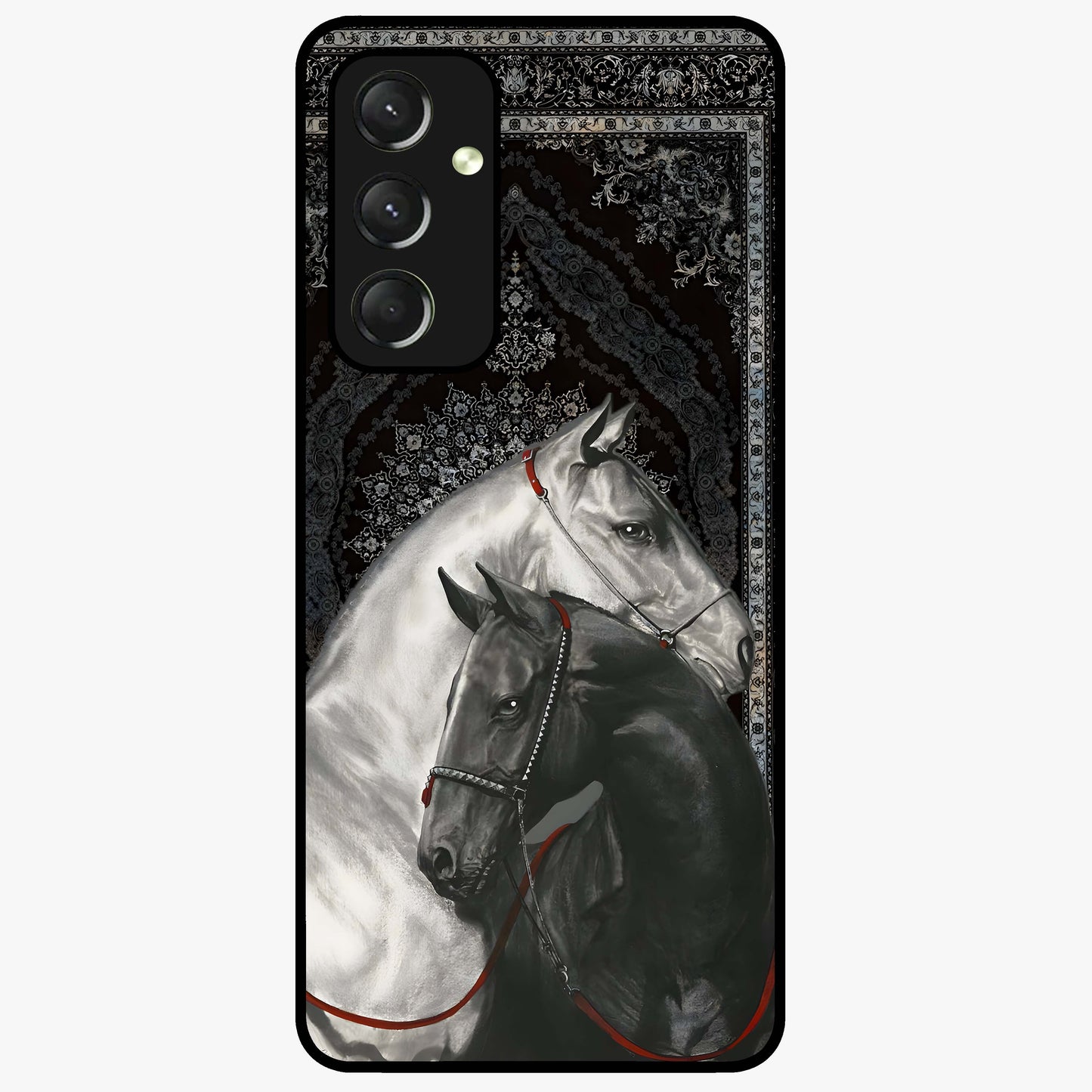 Majestic Ride Legacy Glass Case showing flat back view with powerful automotive inspired artwork and glossy glass finish.
