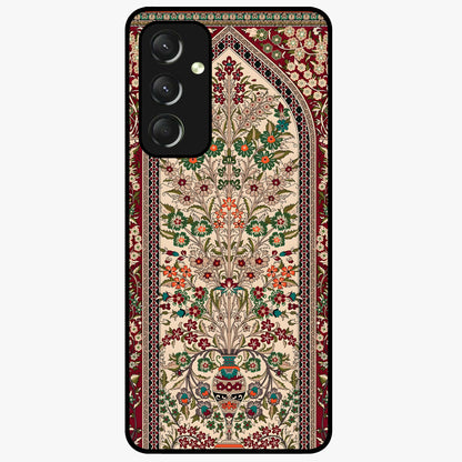 Persian Inspired Glass Case showing flat back view with ornate Persian style pattern artwork and glossy glass finish.