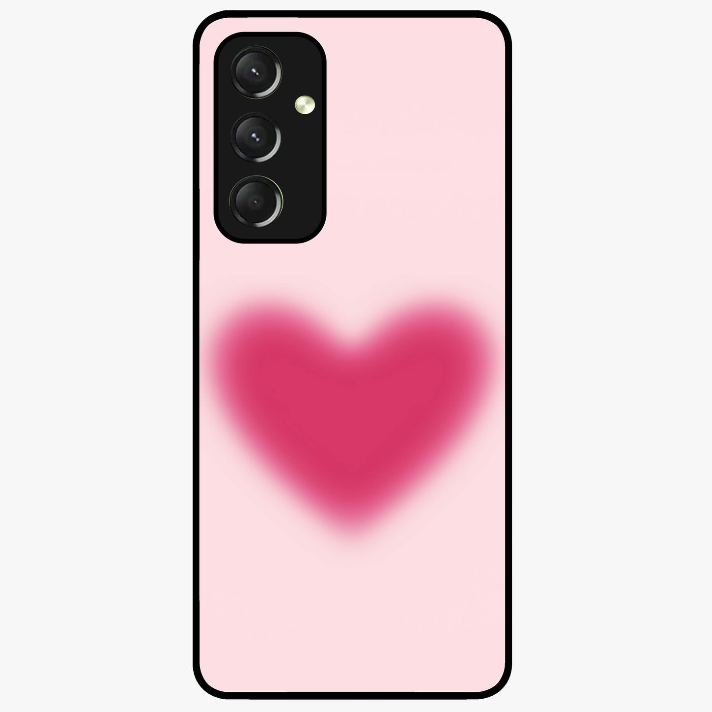 Pink Aura Heart Glass Case showing flat back view with glowing heart artwork and glossy glass finish.