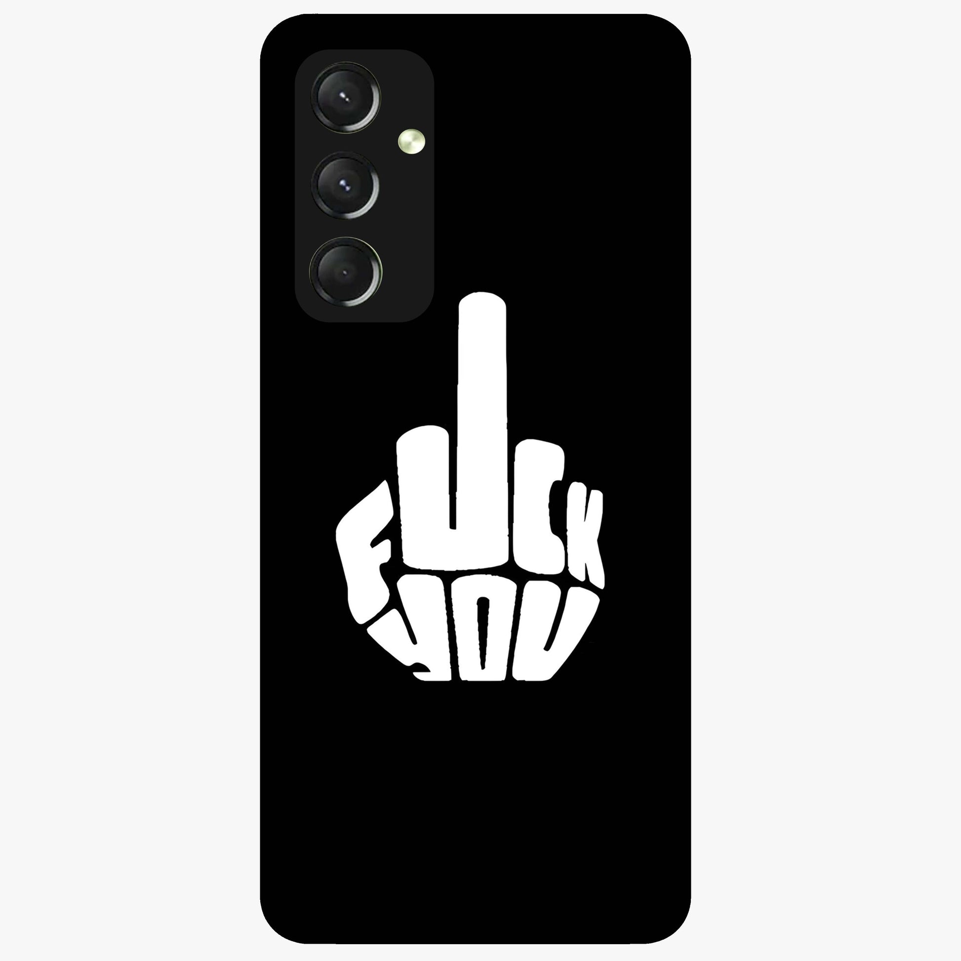 Rebel Mode On Glass Case showing flat back view with bold rebellious typography artwork and glossy glass finish.