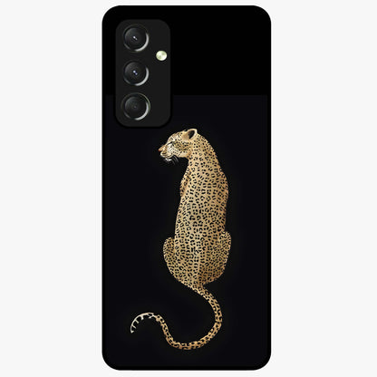 Regal Leopard Glass Case showing flat back view with bold leopard artwork and glossy glass finish.