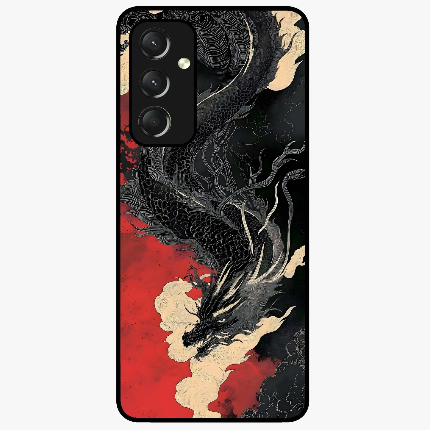 Shadow Dragon Fury Glass Case showing flat back view with fierce dragon artwork and glossy glass finish.