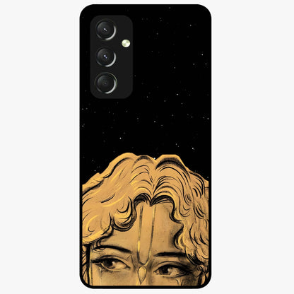 Shri Krishna Art Glass Case showing flat back view with devotional Krishna artwork and glossy glass finish.